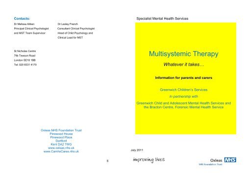 Multisystemic Therapy - Oxleas NHS Foundation Trust