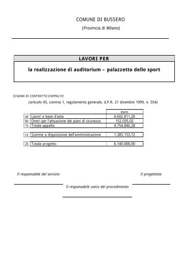 LAVORI PER la realizzazione di auditorium â palazzetto dello sport