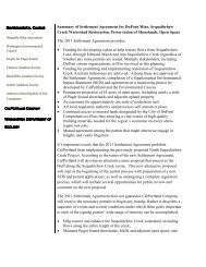 Summary of Settlement Agreement for DuPont Mine ... - City of DuPont