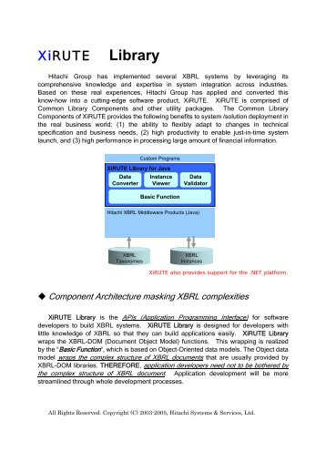 XiRute Libraries for .NET Product Brochure - Hitachi Consulting