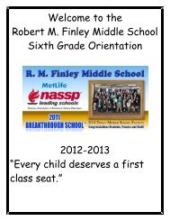 Welcome to the Robert M. Finley Middle School Sixth Grade ...