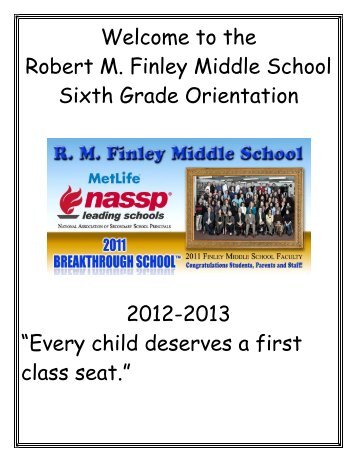 Welcome to the Robert M. Finley Middle School Sixth Grade ...