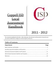 Coppell ISD Local Assessment Handbook 2011 -‐ 2012