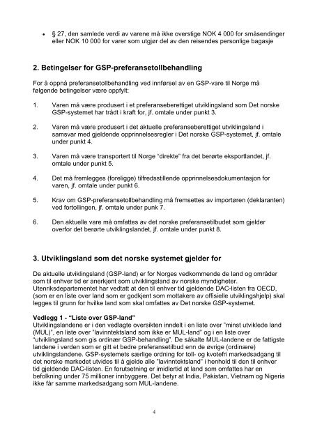 Det norske GSP-systemet - Toll og avgiftsdirektoratet