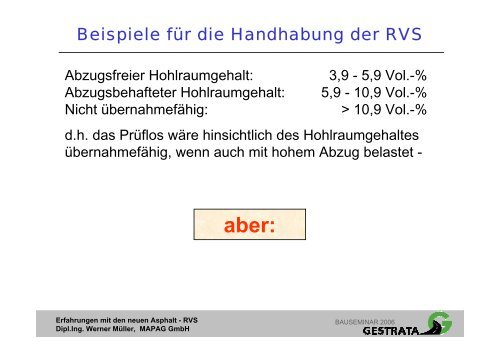 Erfahrungen mit den neuen Asphalt - RVS - Gestrata