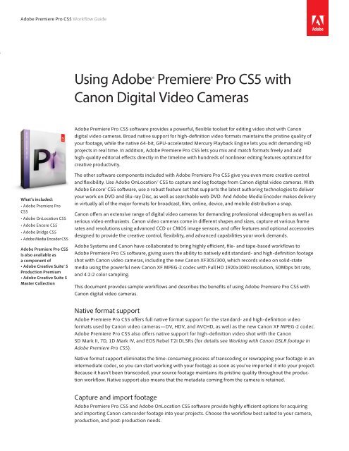 Using Adobe Premiere Pro CS5 with Canon digital camcorders