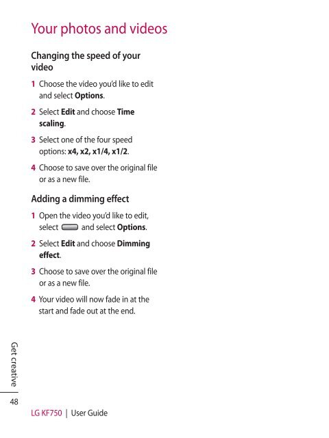 KF750 User Guide - LG India - LG Electronics