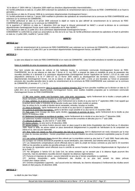 Recueil 5-2012 du 16 mai - 9,24 Mb - PrÃ©fecture de la Marne
