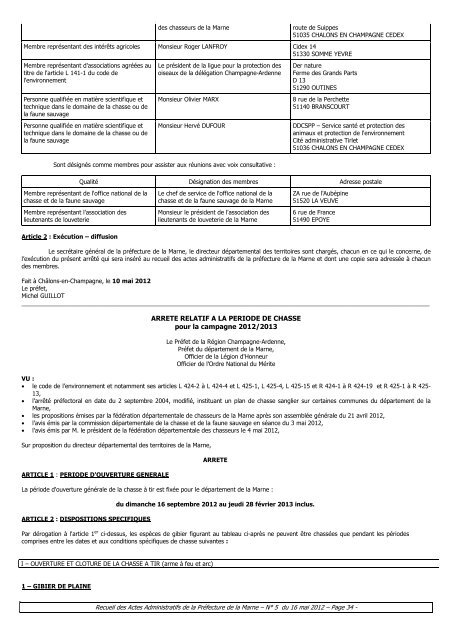 Recueil 5-2012 du 16 mai - 9,24 Mb - PrÃ©fecture de la Marne