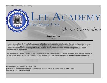 Pre-Calculus - Lee Academy