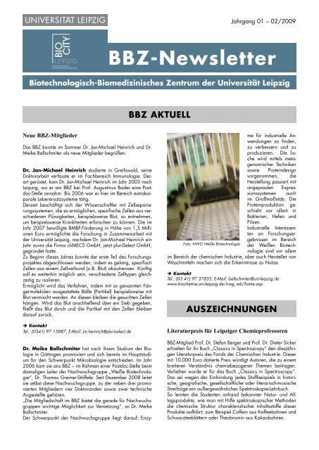 Newsletter 2/2009 - ÃƒÂœber das BBZ - UniversitÃƒÂ¤t Leipzig