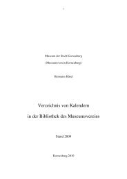 Verzeichnis von Kalendern in der Bibliothek des Museumsvereins