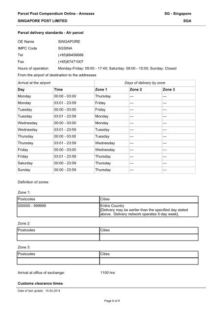 Parcel Post Compendium Online SINGAPORE POST LIMITED SGA ...