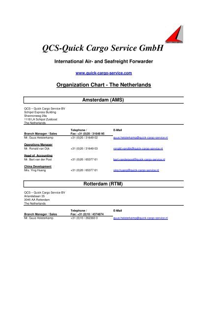 QCS-Quick Cargo Service GmbH - Air Sea Worldwide Logistics Ltd.