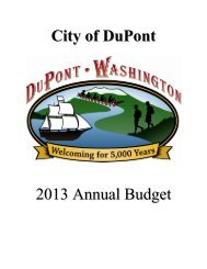 2013 Annual Budget - Adopted December 11, 2012 - City of DuPont
