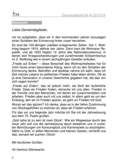 Gemeindebrief Dez.13 - Feb. 14 - St. Katharinen Kirche Bergkirchen