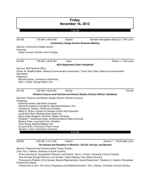 Friday November 16, 2012 - National Communication Association