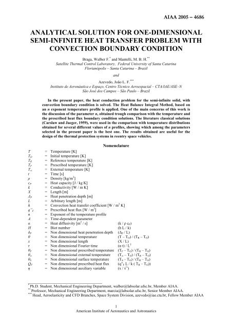 analytical solution for one-dimensional semi-infinite heat - LEPTEN