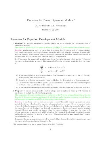 Exercises for Tumor Dynamics Module â