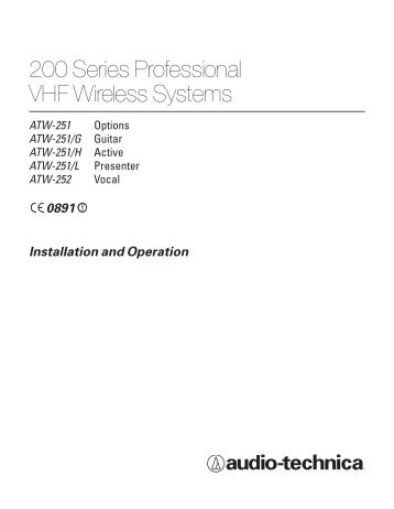 200 Series Owners Manual - Audio-Technica