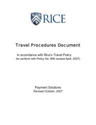 Rice University Travel Payment Procedures - Web Services - Rice ...