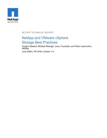 NetApp and VMware vSphere Storage Best Practices