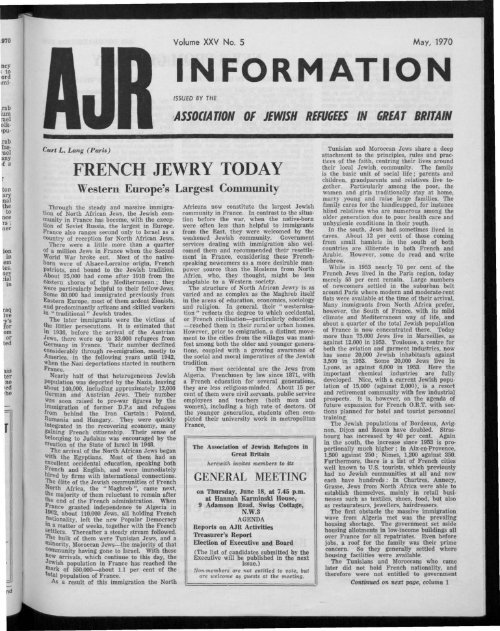 INFORMATION - The Association of Jewish Refugees