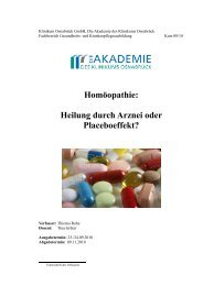 Und Homöopathie in der Pflege? - Die Akademie des Klinikum ...