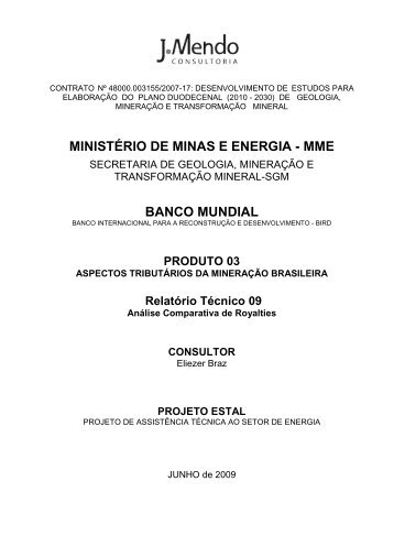 AnÃƒÂ¡lise Comparativa de Royalties - MinistÃƒÂ©rio de Minas e Energia