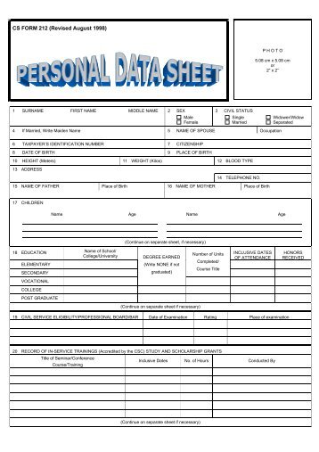 CS FORM 212 (Revised August 1998) - NSCB