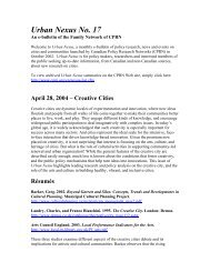 Urban Nexus No. 17 - Canadian Policy Research Networks