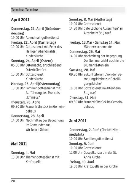 Gemeindebrief Ostern 2011 - Evangelische Kirchengemeinde ...