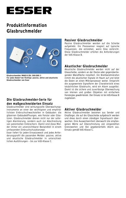 Akustischer Glasbruchmelder - Honeywell Security Deutschland