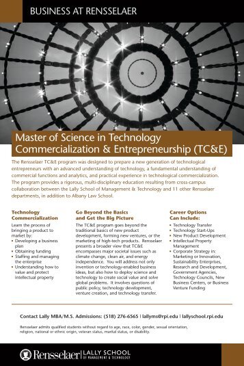 Master of Science in Technology Commercialization ...