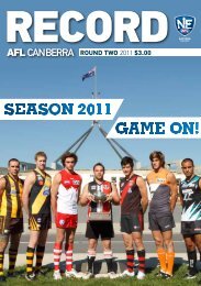 AFL CANBERRA ROUND TWO 2011 $3.00 - neafl