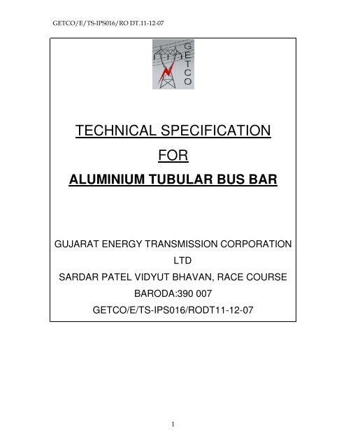 TECHNICAL SPECIFICATION FOR - Gujarat Electricity Board