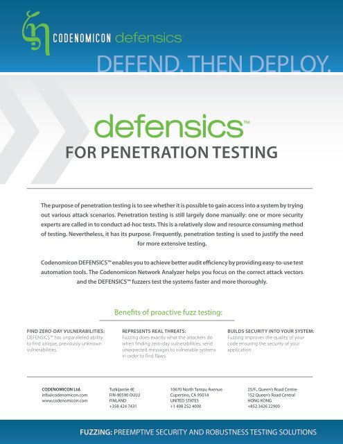 defensics for penetration testers - Codenomicon