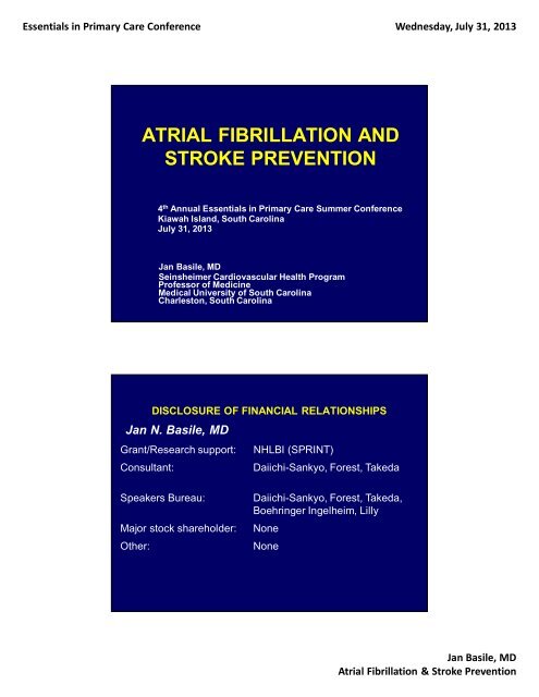 atrial fibrillation and stroke prevention - Continuing Medical ...