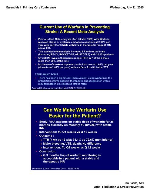 atrial fibrillation and stroke prevention - Continuing Medical ...