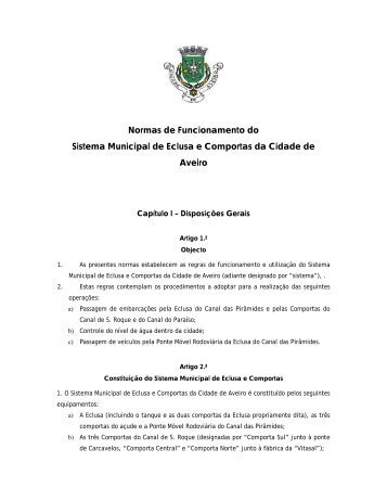 Normas de Funcionamento do Sistema Municipal de Eclusa e ...