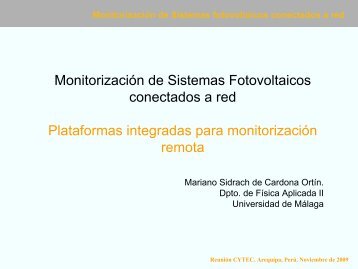 Monitorización de sistemas fotovoltaicos conectados a la red