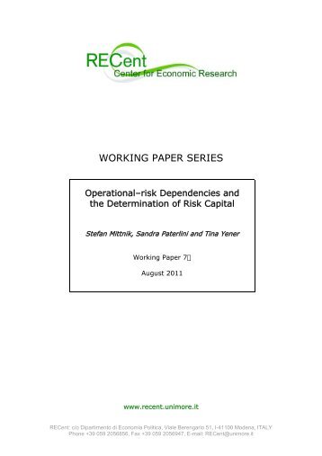 OperationalÃ¢Â€Â“risk Dependencies and the Determination of ... - RECent