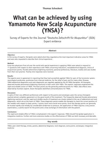 What can be achieved by using Yamamoto New Scalp Acupuncture ...