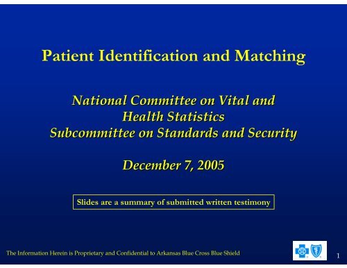 Jerry Bradshaw - National Committee on Vital and Health Statistics