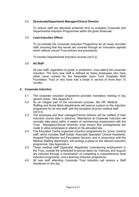 New Staff Induction Policy (114KB pdf) - Newcastle Hospitals