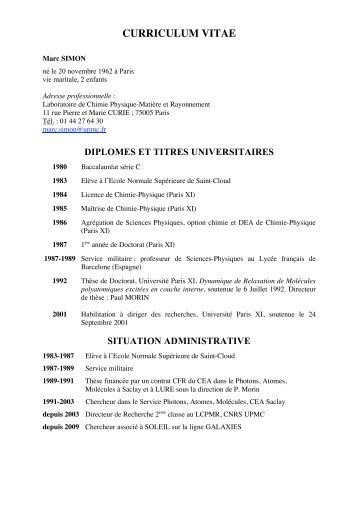 CV au format pdf - lcpmr - UniversitÃ© Pierre et Marie CURIE