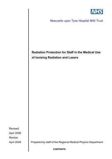 Radiation Protection for Staff in the Medical Use of Ionising ...