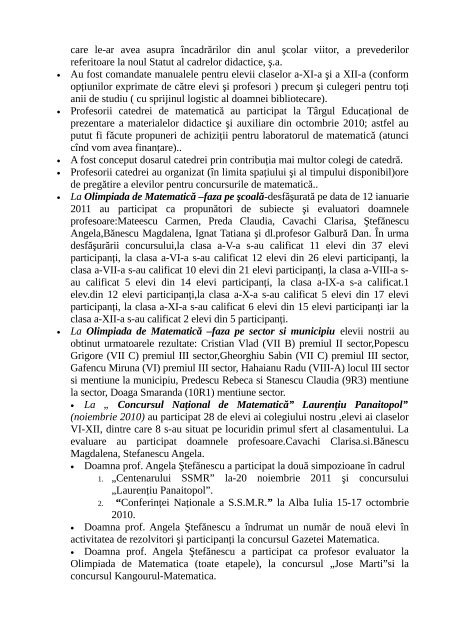 Raport de activitate.pdf - Colegiul NaÈional Bilingv "George CoÈbuc"