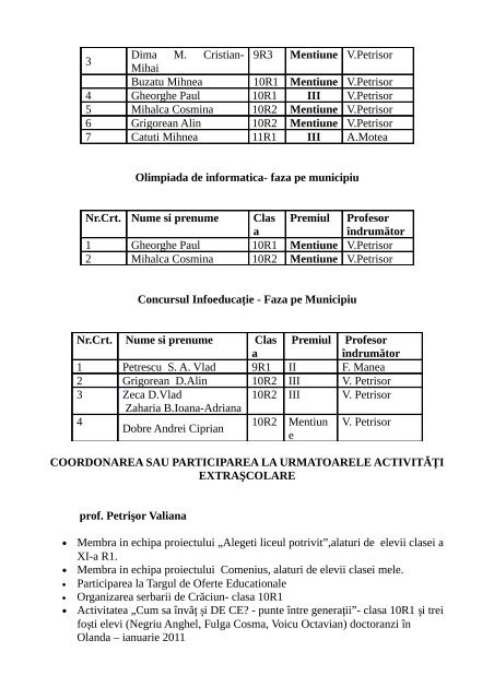 Raport de activitate.pdf - Colegiul NaÈional Bilingv "George CoÈbuc"