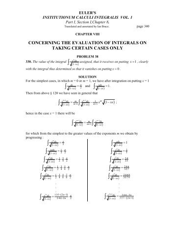 concerning the evaluation of integrals on taking certain cases only